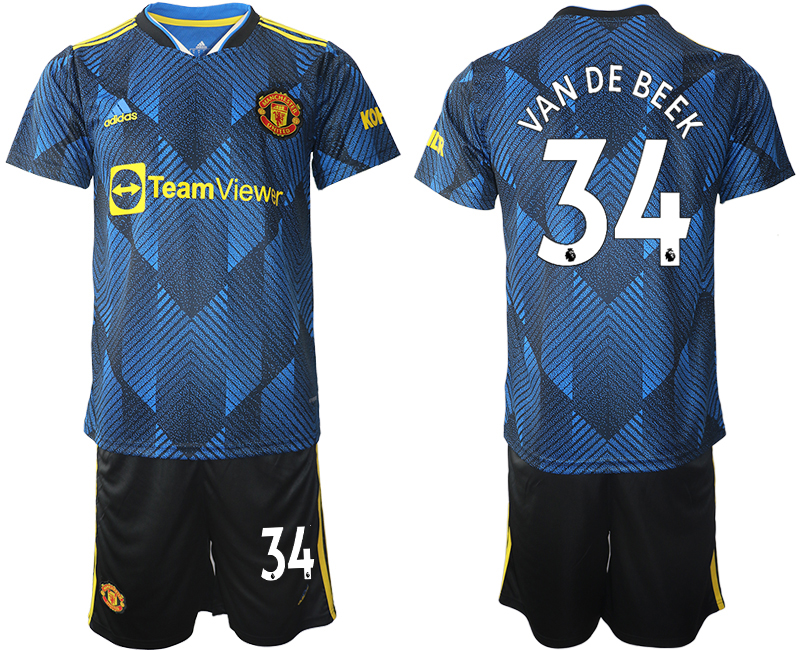 Men 2021-2022 Club Manchester United Second away blue #34 Soccer Jersey->manchester united jersey->Soccer Club Jersey